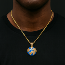 World Map Pendant Iced Out
