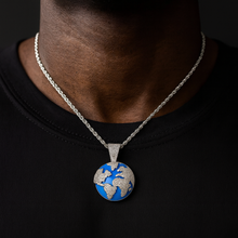 World Map Pendant Iced Out