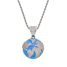 World Map Pendant Iced Out