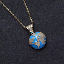 World Map Pendant Iced Out