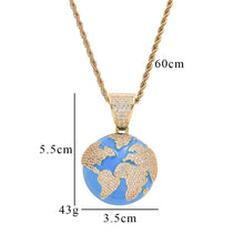 World Map Pendant Iced Out