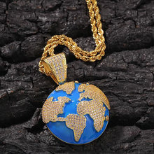 World Map Pendant Iced Out