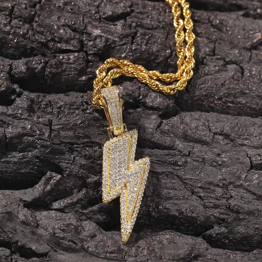 Lightning Bolt Pendant Iced Out