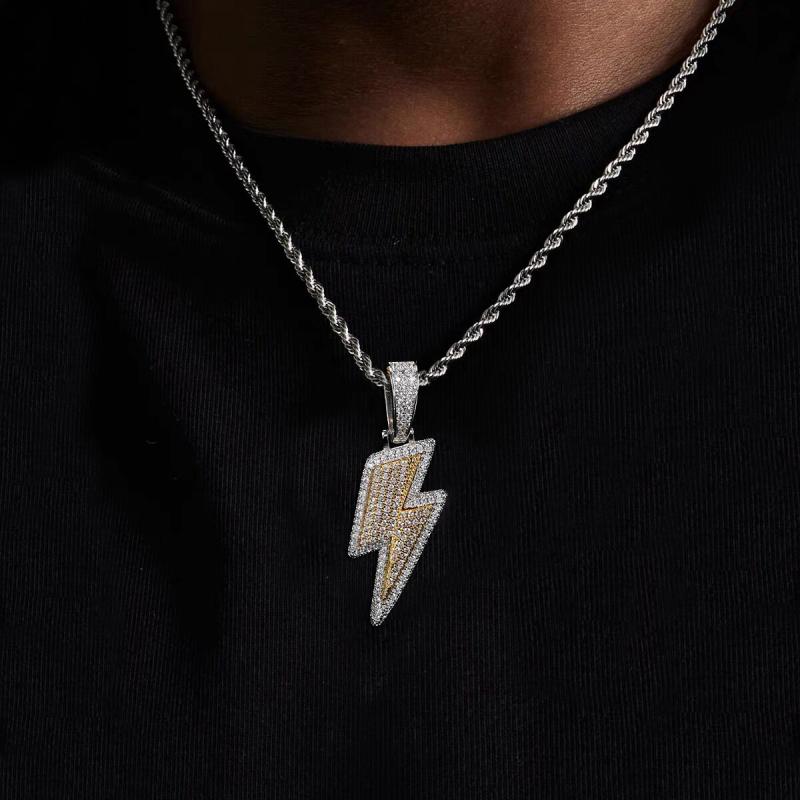 Lightning Bolt Pendant Iced Out